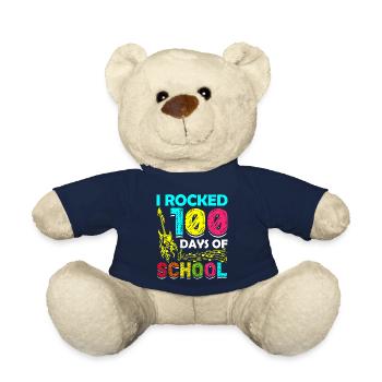 I Rocked 100 Days Of School Guitarist Guitar - Teddy Bear - french navy - Front