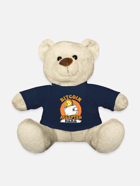 Bitcoin accepté ici - Nounours - bleu marine