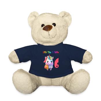 Ich bin schon 6 Süsses Einhorn mit Rucksack Motiv - Teddy - French Navy - Vorne