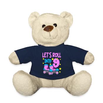 Rollschuh Geburtstag 9. Geburtstag Rollschuhlaufen - Teddy - French Navy - Vorne
