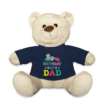 Father of birthday boy builds building blocks - Teddy Bear - french navy - Front