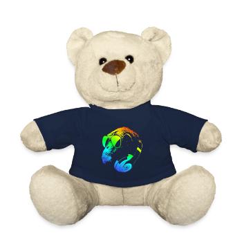 Monkey with DJ headphones and sunglasses - Teddy Bear - french navy - Front