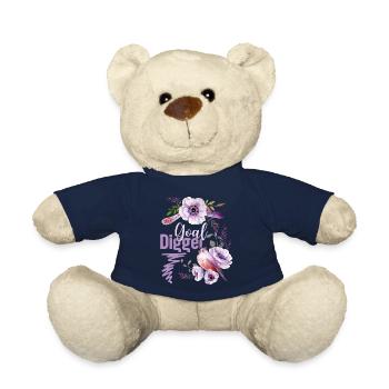 Goal-Digger, pun pun funny saying, flowers - Teddy Bear - french navy - Front