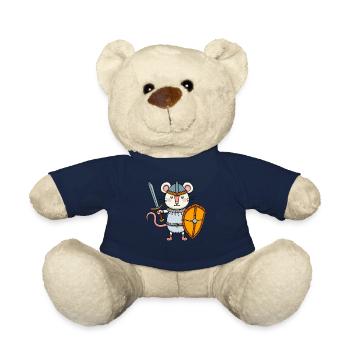 Cute Mouse with Sword and Shield Knight - Teddy Bear - french navy - Front