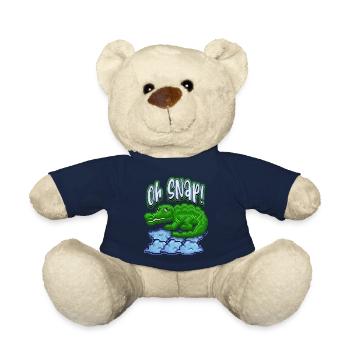 Crocodile Crocodile, drôle de dicton, jeu de mots, pixel art - Nounours - bleu marine - Devant