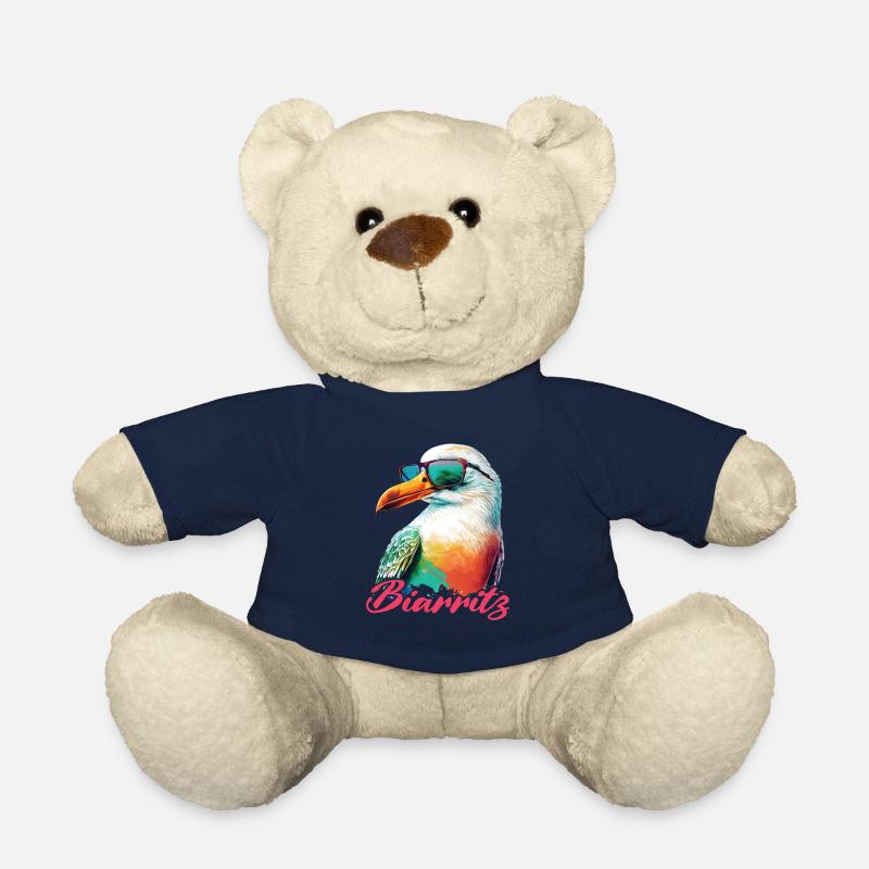 Biarritz vacances mouette colorée fraîche avec lunettes de soleil - Nounours - bleu marine