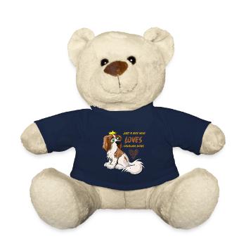 Just A Boy Who Loves Cavalier Dogs - Teddy Bear - french navy - Front