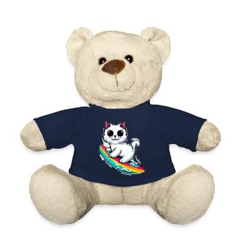 White cat on colorful surfboard - Teddy Bear - french navy - Front