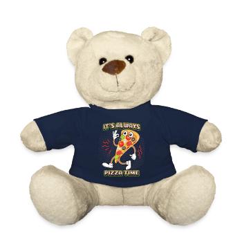 Pizza comic, funny pizza saying, cartoon pizza - Teddy Bear - french navy - Front