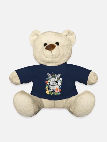Rabbit Rabbit Flowers - Teddy Bear - french navy