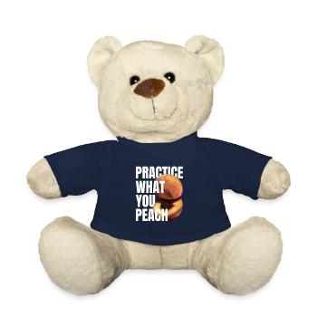 Pratiquez ce que vous pêchez - Lustiger Spruch Pfirsich - Nounours - bleu marine - Devant