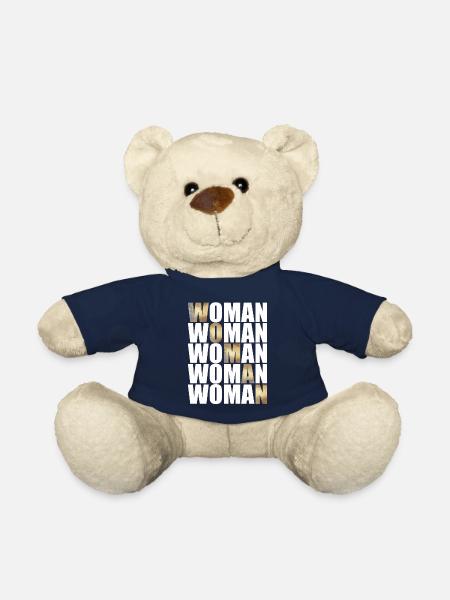 Femme avec des lettres dorées et blanches - Nounours - bleu marine