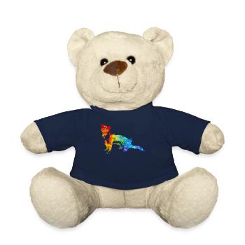 Weasel Splash Art Ferret Animal - Teddy Bear - french navy - Front