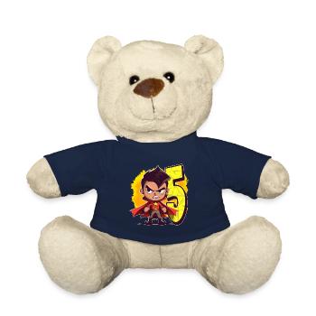5 Years Old Superhero & Action Children's Birthday Party - Teddy Bear - french navy - Front