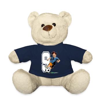 Football Birthday - 9 years old boy - 9. - Teddy Bear - french navy - Front
