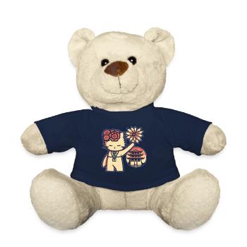 Japanischer Schrein Katzen: Blumen Katze - Teddy - French Navy - Vorne
