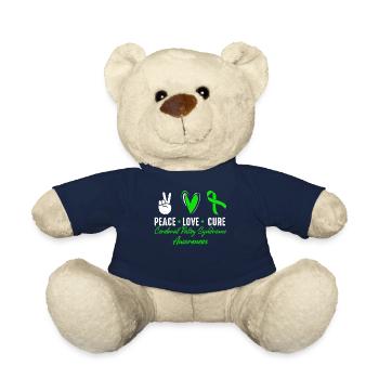 Peace Love Cure Cerebral Palsy Syndrome Awareness - Teddy Bear - french navy - Front