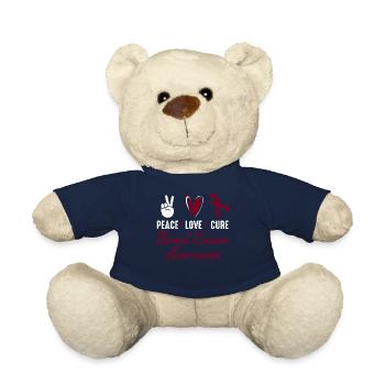 Paix, amour, guérison, cancer de la gorge, - Nounours - bleu marine - Devant