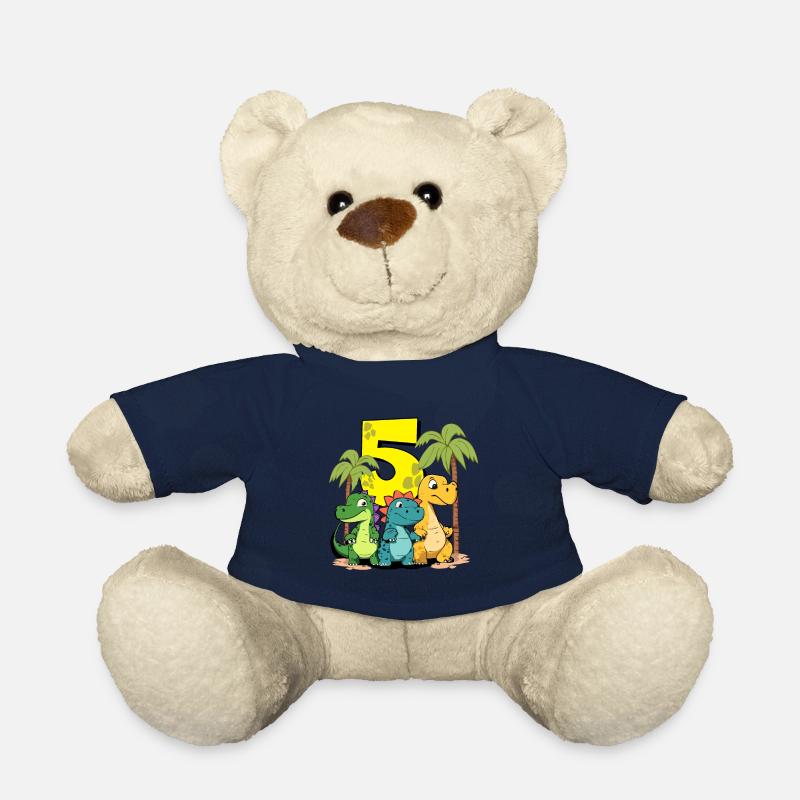 Dinosaures mignons J’ai 5 ans - action dino anniversaire - Nounours - bleu marine