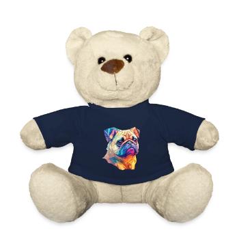 Polygon Art Pug Dog Design Chiens Amoureux - Nounours - bleu marine - Devant