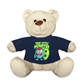Ce petit monstre a 9 - neuf ans - 9. - Nounours - bleu marine - Devant
