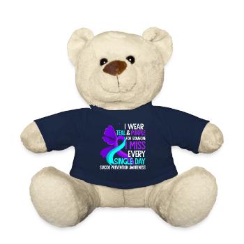 I Wear Teal And Purple For Someone I Miss Suicide - Teddy Bear - french navy - Front