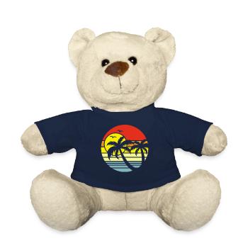 Coucher de soleil Palmiers Mer - Nounours - bleu marine - Devant