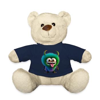 Happy Halloween cute monster tongue out scary fun - Teddy Bear - french navy - Front