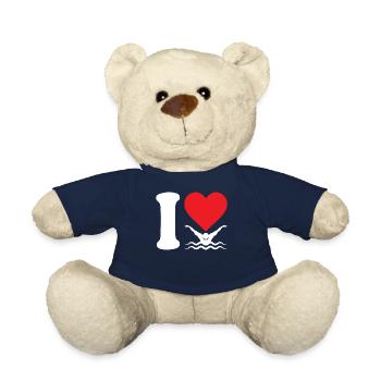 Ich liebe schwimmende Schwimmer Geschenk - Teddy - French Navy - Vorne