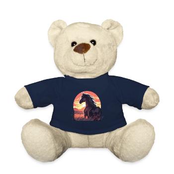Horses, Black Horse, Horse, Sunset - Teddy Bear - french navy - Front