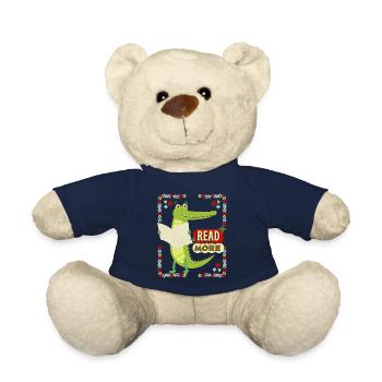 Lesen, Buch, Zeitung, lustiges Krokodil, Spruch - Teddy - French Navy - Vorne