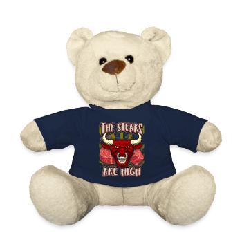 Bull Head, Bull, Steak, Meat, Funny Saying - Teddy Bear - french navy - Front