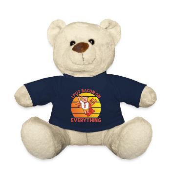 I Put Bacon On Everything Piggy Superhero - Teddy Bear - french navy - Front