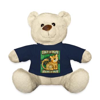 Jungle Tiger, Kawaii Tiger, Funny Saying - Teddy Bear - french navy - Front
