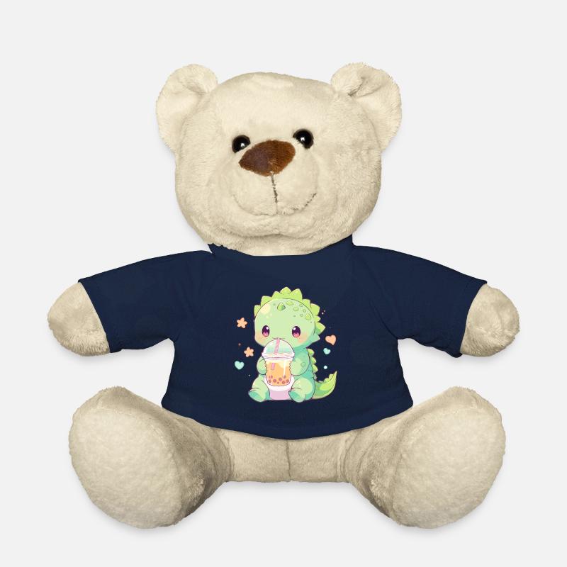 Kawaii Dinosaurier trinkt Boba Bubble Tea Chibi - Teddy - French Navy