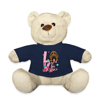 Chien de limier j’aime mon chien Saint-Valentin - Nounours - bleu marine - Devant