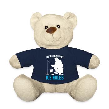 Surrounded By Ice Holes - Ice Fishing Enthusiast - Teddy Bear - french navy - Front