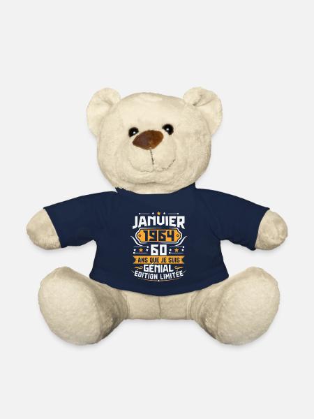 Janvier 1964 Rétro Cadeau Anniversaire 60 Ans - Nounours - bleu marine