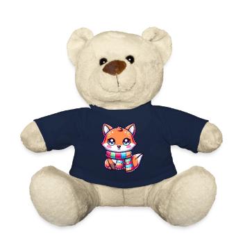 Niedlicher Fuchs mit Schal Fuchs Liebhaber Kawaii Fox - Teddy - French Navy - Vorne