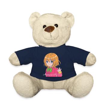 Anime is my Zen Funny Anime Theme - Teddy Bear - french navy - Front