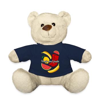 Red Rain Boots and Fruits - Teddy Bear - french navy - Front