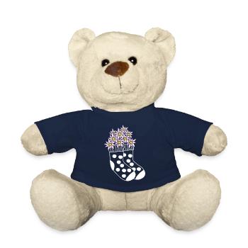 Winter Socks Flowers Sock Wool Socks - Teddy Bear - french navy - Front