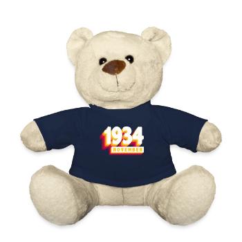 November 1934 89 Years Man Woman Birthday - Teddy Bear - french navy - Front