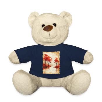 Classic Scenery Papyrus Scroll Onsen Japanese - Teddy Bear - french navy - Front