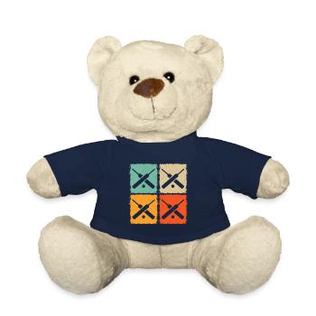 Cricketing Retro Cricket Player Cricket Retro Cric - Teddy Bear - french navy - Front