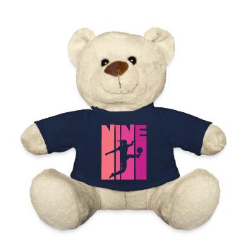 Footballer Soccer 9th Birthday - Teddy Bear - french navy - Front