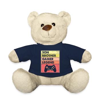 fils frère gamer legend - j’ai mis le jeu en pause pour - Nounours - bleu marine - Devant