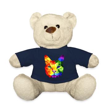 Lgbt Silhouette Poly Art Crystal Kitten Lover - Teddy Bear - french navy - Front