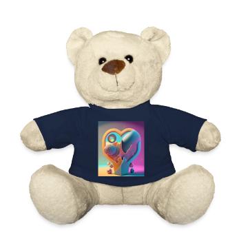 Herz in Stein gemeißelt: Abstrakte Farbexplosion - Teddy - French Navy - Vorne