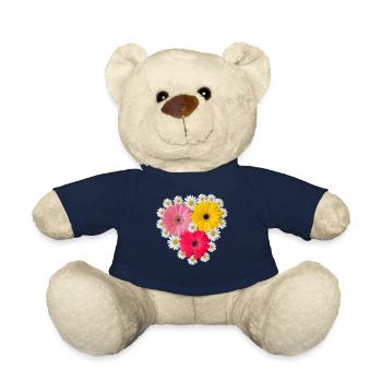 Gerbera fleur marguerites motif floral - Nounours - bleu marine - Devant